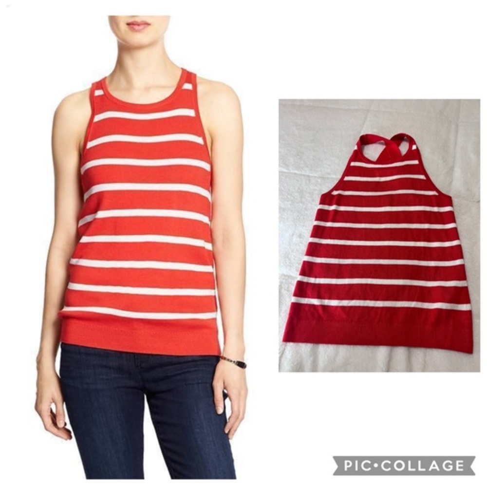 Banana Republic Red and White Striped Tank Top size XS
